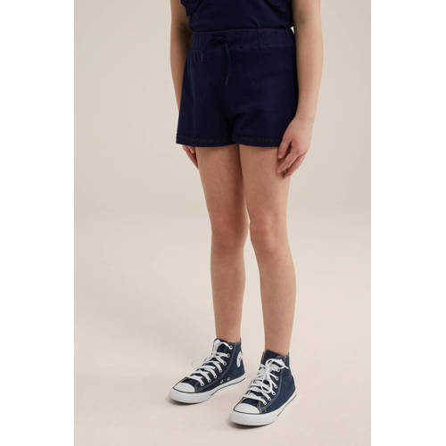 WE Fashion sweatshort donkerblauw Meisjes Katoen Effen 98 104