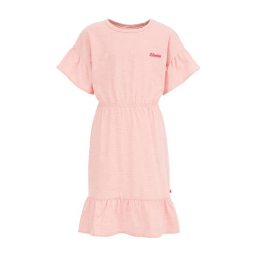 WE Fashion jurk roze Meisjes Stretchkatoen Ronde hals Effen - 110/116