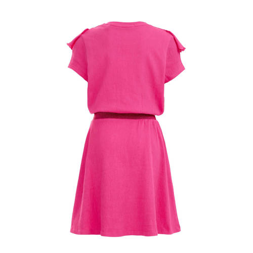 WE Fashion jurk roze Meisjes Katoen Ronde hals Effen 110 116