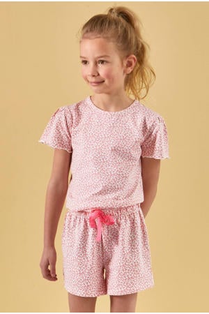shortama met panterprint roze