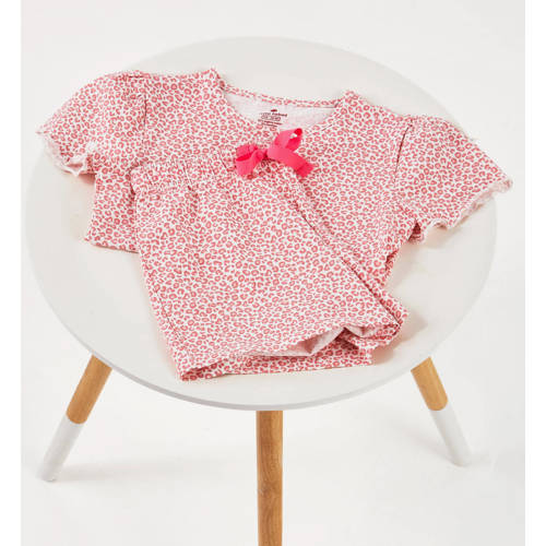 Little Label shortama met panterprint roze Meisjes Stretchkatoen Ronde hals - maat 146/152 afbeelding