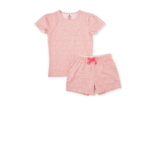 Little Label shortama met panterprint roze Meisjes Stretchkatoen Ronde hals - 110/116