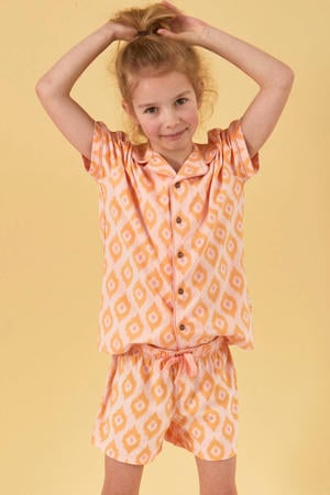 shortama met all over print oranje