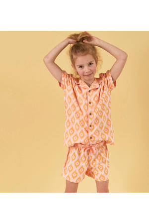 shortama met all over print oranje