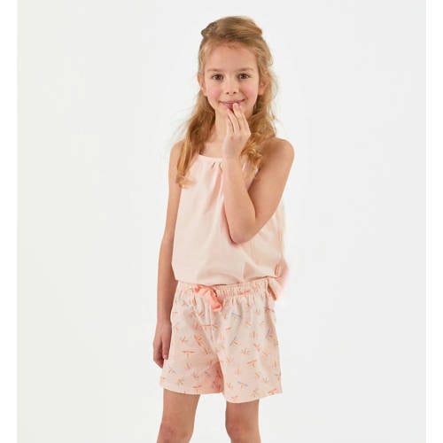 Little Label shortama met all over print roze Meisjes Stretchkatoen Ronde hals 98 104