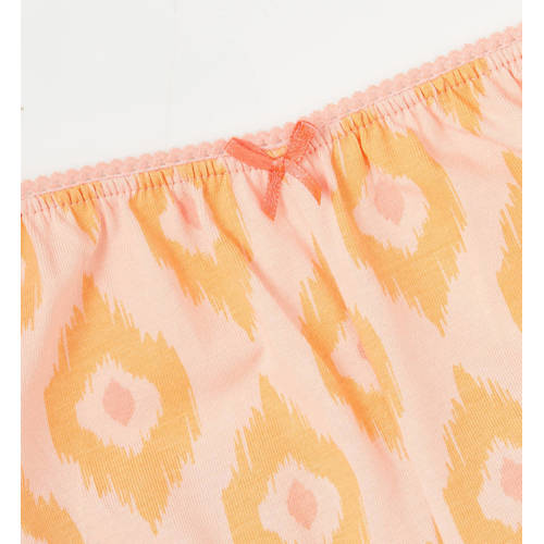 Little Label shortama met all over print roze oranje Meisjes Stretchkatoen Ronde hals 122 128