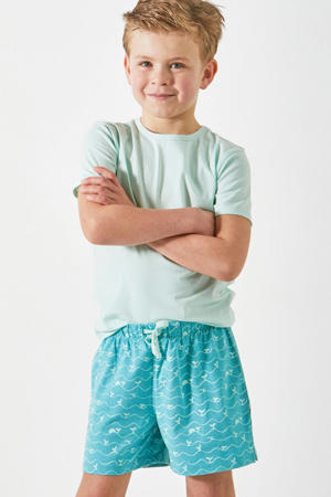 shortama met all over print blauw
