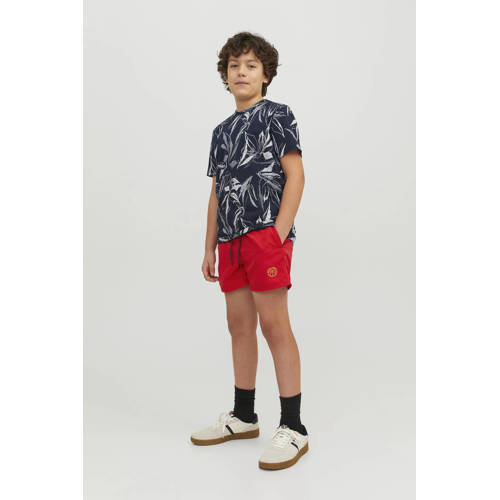 jack & jones JUNIOR zwemshort JPSTFIJI rood Jongens Polyester Logo 128
