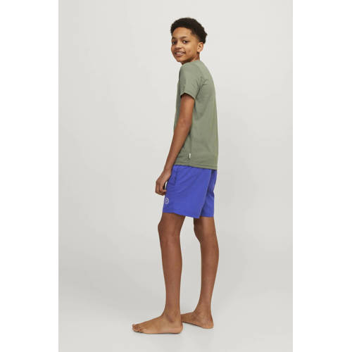 jack & jones JUNIOR zwemshort JPSTFIJI kobaltblauw Jongens Polyester Logo 128