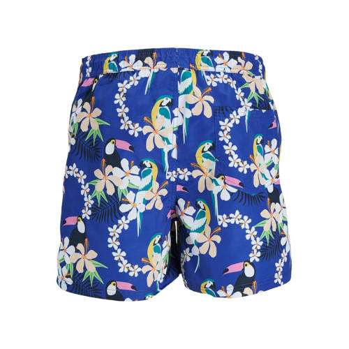 jack & jones JUNIOR zwemshort JPSTFIJI blauw multi Jongens Polyester Bloemen 152