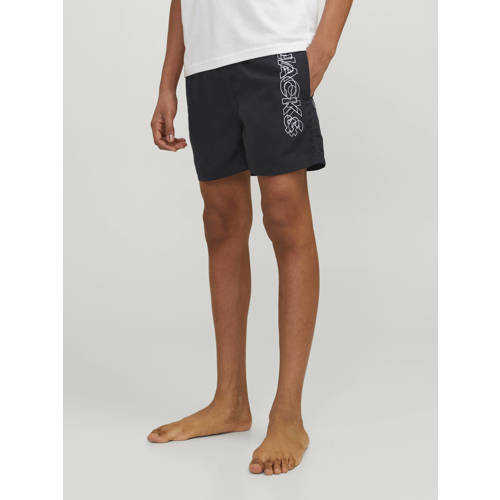 jack & jones JUNIOR zwemshort JPSTFIJI zwart Jongens Polyester Effen 140