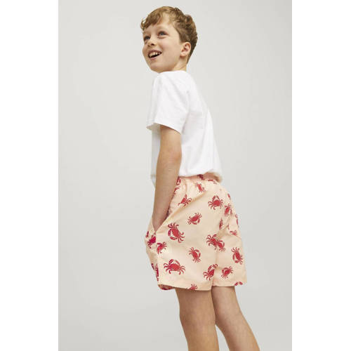jack & jones JUNIOR zwemshort JPSTFIJI zalmroze rood Jongens Gerecycled polyester 128