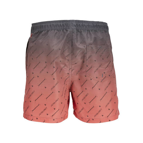 jack & jones JUNIOR zwemshort JPSTFIJI koraalrood grijs Jongens Gerecycled polyester 128