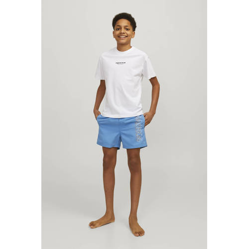 jack & jones JUNIOR zwemshort JPSTFIJI blauw Jongens Polyester Effen 128