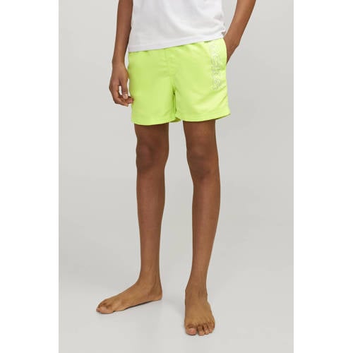 jack & jones JUNIOR zwemshort JPSTFIJI limegroen Jongens Gerecycled polyester 128