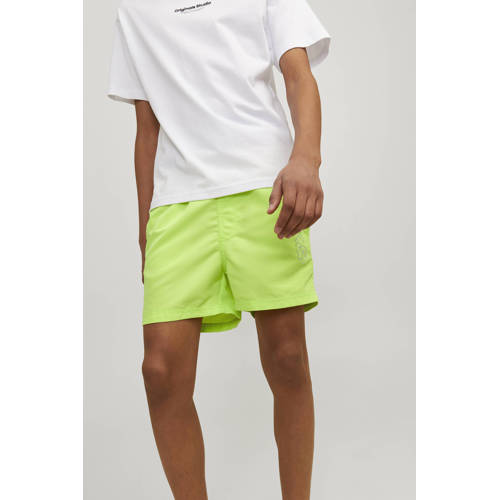 jack & jones JUNIOR zwemshort JPSTFIJI limegroen Jongens Gerecycled polyester 128