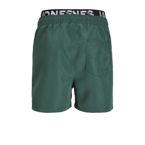 jack & jones JUNIOR zwemshort JPSTFIJI donkergroen Jongens Polyester Logo 128