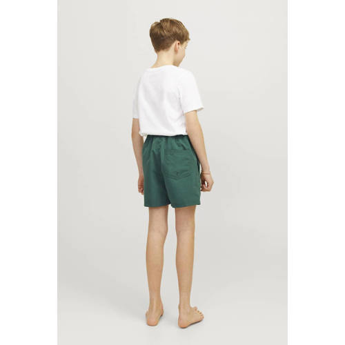 jack & jones JUNIOR zwemshort JPSTFIJI donkergroen Jongens Polyester Logo 128