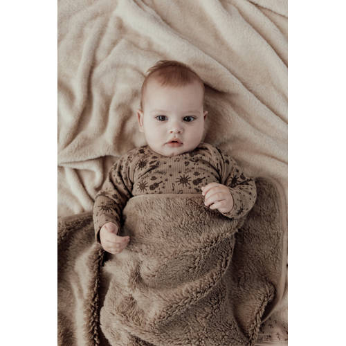 Snoozebaby wiegdeken met teddy hazel brown Babydeken Bruin All over print