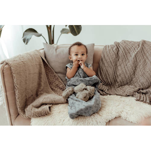 Snoozebaby ledikant deken beige Babydeken Effen | Babydeken van