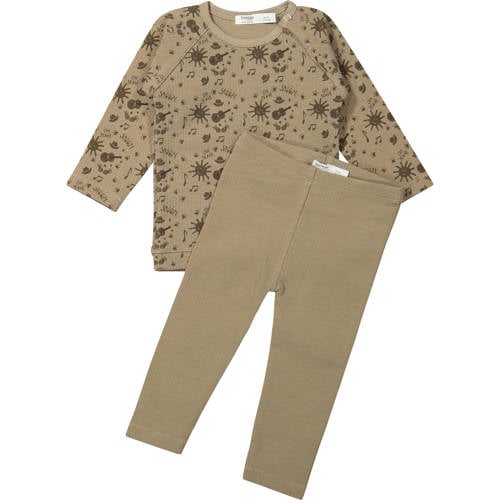 Snoozebaby pyjama hazel brown Bruin Jongens/Meisjes Biologisch katoen Ronde hals