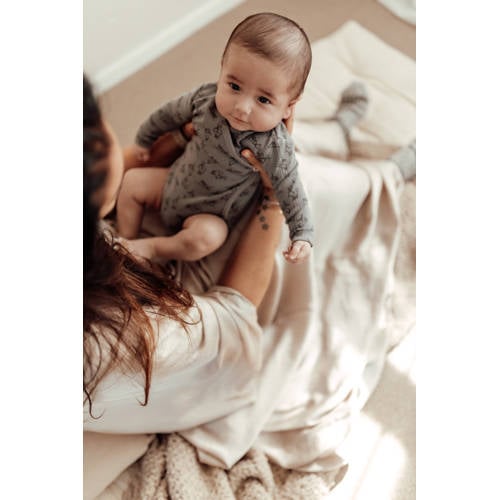 Snoozebaby overslagromper cloudy grey Grijs Jongens Meisjes Katoen V-hals 50 56