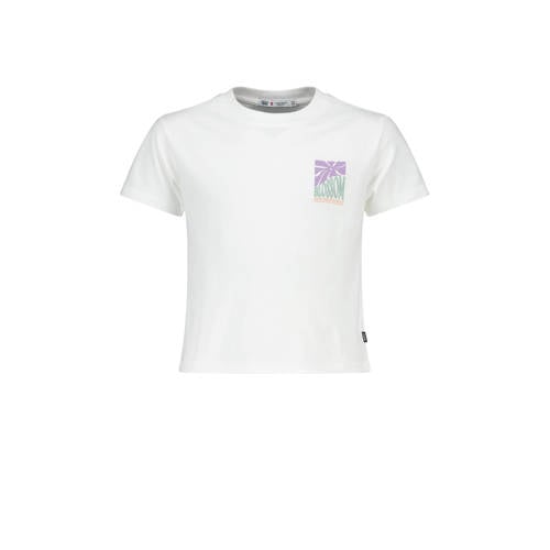 America Today T-shirt Elise met backprint wit/lila/groen Meisjes Katoen Ronde hals - 134/140