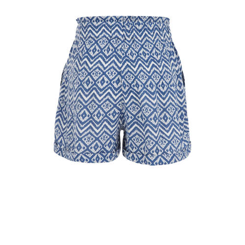 WE Fashion bermuda met all over print blauw wit Korte broek Meisjes Viscose 92