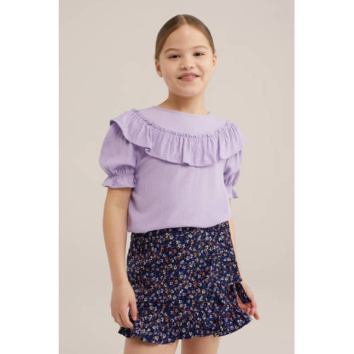 WE Fashion top lila Paars Meisjes Viscose Ronde hals Effen 92