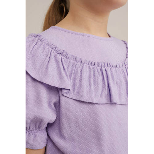WE Fashion top lila Paars Meisjes Viscose Ronde hals Effen 92