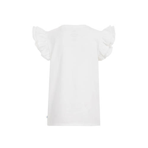 WE Fashion T-shirt met printopdruk wit Meisjes Katoen Ronde hals Printopdruk 110 116