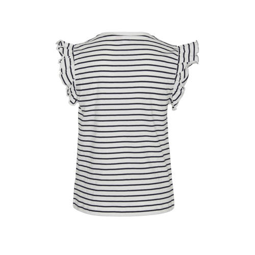 VERO MODA GIRL gestreept T-shirt VMLEILA FRANCIS donkerblauw wit Meisjes Katoen Ronde hals 116
