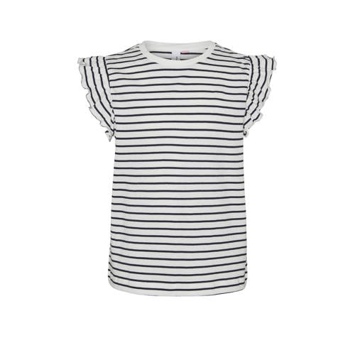VERO MODA GIRL gestreept T-shirt VMLEILA FRANCIS donkerblauw/wit Meisjes Katoen Ronde hals - 116