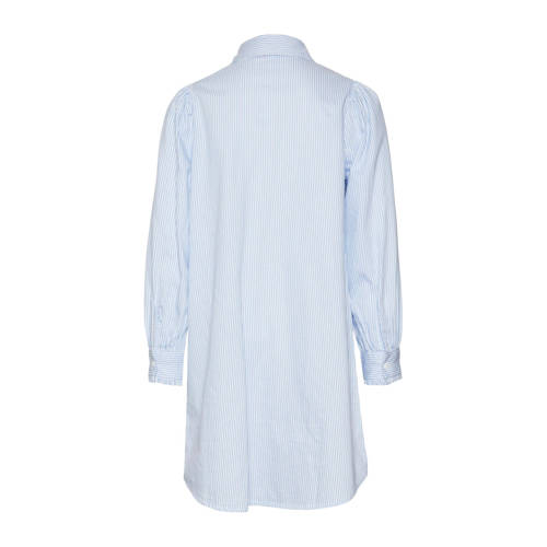 VERO MODA GIRL gestreepte blousejurk VMPINNY lichtblauw wit Meisjes Katoen Klassieke kraag 116