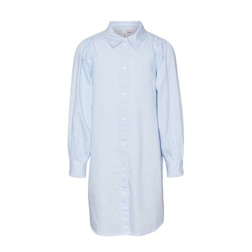 VERO MODA GIRL gestreepte blousejurk VMPINNY lichtblauw/wit Meisjes Katoen Klassieke kraag - 116
