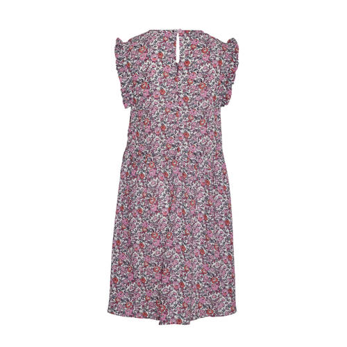VERO MODA GIRL gebloemde jurk VMTARA roze oranje wit Meisjes Polyester V-hals 116