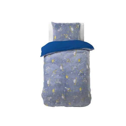 Sleeptime fleece dekbedovertrek 1 persoons (140x220 cm) Blauw Backprint