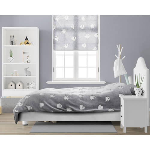 Sleeptime fleece dekbedovertrek 1 persoons (140x220 cm) Grijs Backprint
