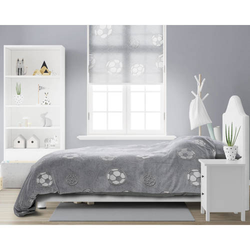 Sleeptime fleece dekbedovertrek 1 persoons (140x220 cm) Grijs Backprint