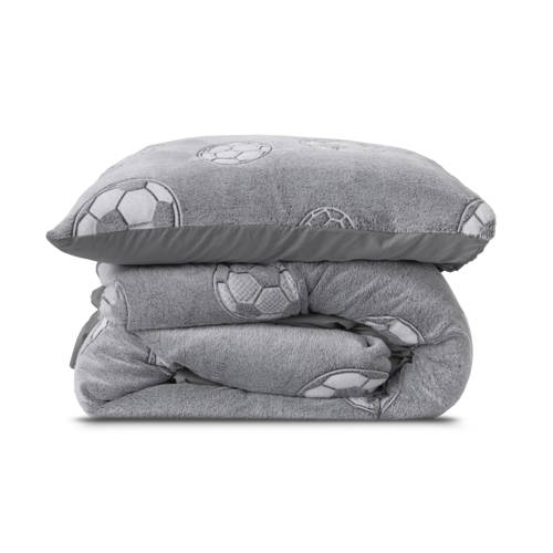 Sleeptime fleece dekbedovertrek 1 persoons (140x220 cm) Grijs Backprint