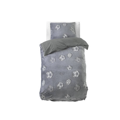 Sleeptime fleece dekbedovertrek 1 persoons (140x220 cm) Grijs Backprint