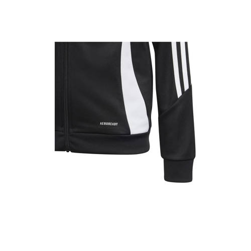 Adidas Performance Junior voetbal trainingsjack TIRO 24 zwart wit Sportvest Jongens Meisjes Polyester Opstaande kraag 176