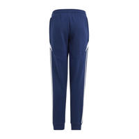thumbnail: Donkerblauw en witte jongens en meisjes adidas Performance voertbalbroek van katoen met elastische tailleband met koord