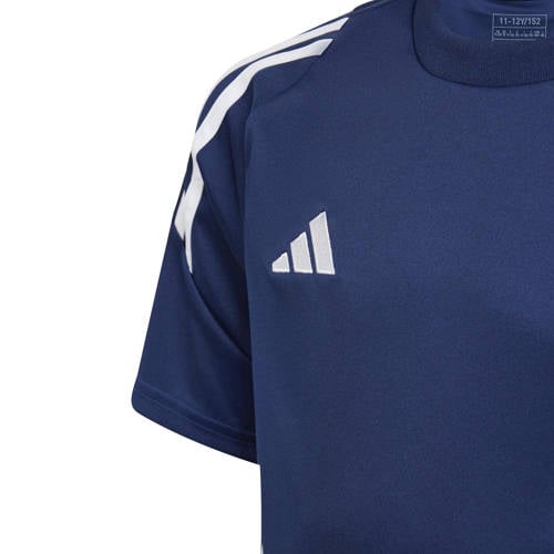 Adidas Performance Junior voetbalshirt Tiro donkerblauw wit Sport t-shirt Jongens Meisjes Polyester Ronde hals 164