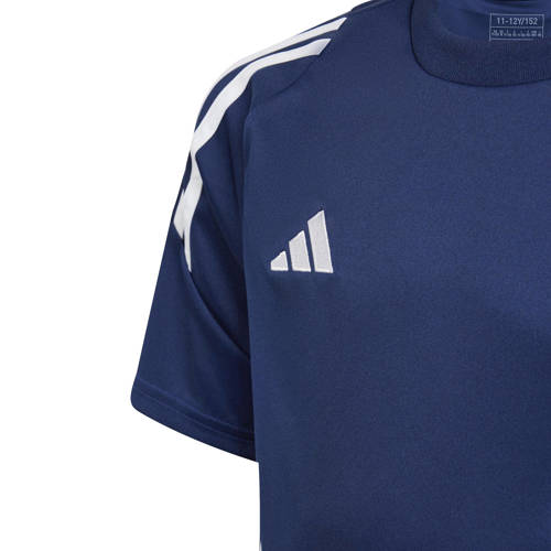 Adidas Performance voetbalshirt TIRO 24 donkerblauw wit Sport t-shirt Jongens Meisjes Gerecycled polyester Ronde hals 164