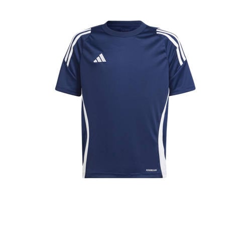 adidas Performance voetbalshirt TIRO 24 donkerblauw/wit Sport t-shirt Jongens/Meisjes Gerecycled polyester Ronde hals