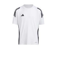 thumbnail: Wit en zwarte jongens en meisjes adidas Performance Junior voetbalshirt Tiro van polyester met korte mouwen en ronde hals