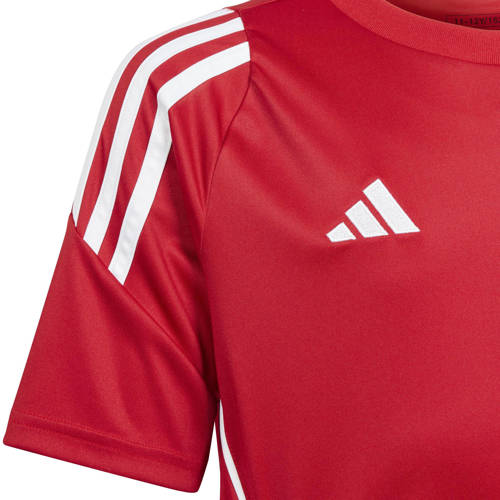 Adidas Performance voetbalshirt TIRO 24 rood wit Sport t-shirt Jongens Meisjes Gerecycled polyester Ronde hals 140