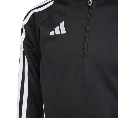 Adidas Performance voetbalsweater TIRO 24 zwart wit Sportsweater Jongens Meisjes Gerecycled polyester Opstaande kraag 128