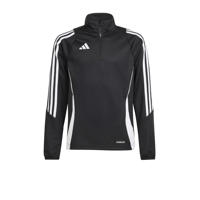 thumbnail: Zwart en witte jongens en meisjes adidas Performance Junior voetbalsweater van polyester met lange mouwen en opstaande kraag